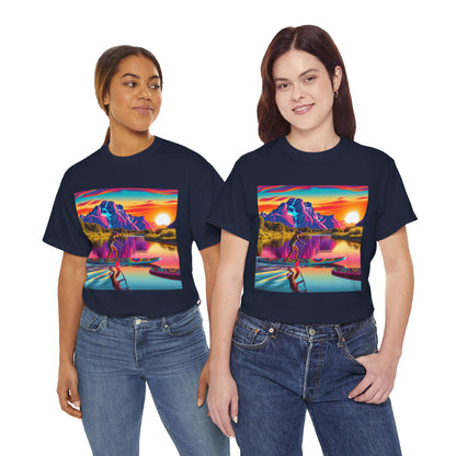 A scenic outdoor setting featuring the Luxury Paddleboarding Scene T-Shirt by Dazzling Dreams Studio, reflecting a passion for water sports.