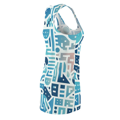 Back view of the Elara Sinclair Racerback Dress featuring the refined design by Dazzling Dreams Studio, perfect for a statement look with its artistic elements.