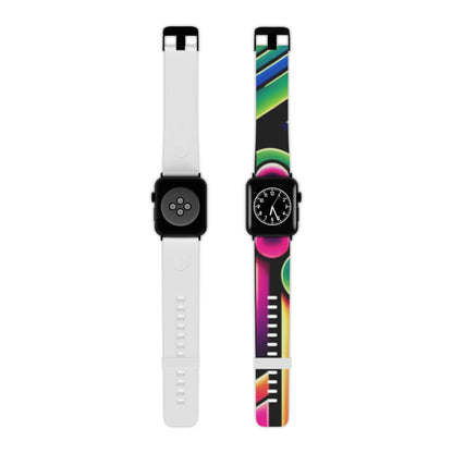 Stylish individual wearing the DesignVista Modern Neon Geometric Apple Watch Band by Dazzling Dreams Studio, highlighting its luxurious appeal.
