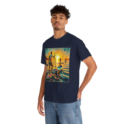High-quality Luxury Paddleboarding Scene T-Shirt from Dazzling Dreams Studio, combining style and functionality for paddleboarding lovers.