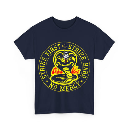 Cobra Kai Graffiti Graphic Unisex T-Shirt in navy - A stylish streetwear tee with bold Cobra Kai graphics, ideal for fans and fashion enthusiasts.