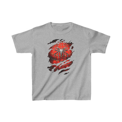 Unisex Kids Spider-Man Cotton T-Shirt in grey, highlighting an eye-catching Spider-Man design that inspires creativity and heroism, ideal for fashionable children.
