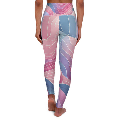 Elegant Celeste Rutherford High-Waisted Leggings designed by Dazzling Dreams Studio, featuring a blend of pastel colours, ideal for fashionable fitness enthusiasts.