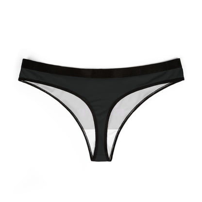 Sleek black thong with a sophisticated design, displaying 'TREAT YOUR GIRL RIGHT' in eye-catching purple, tailored for comfort and confidence.