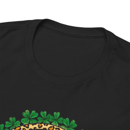 Close-up of St Patricks Day Unisex Men's Women's Graphic Cotton Funny T Shirt Tee Vintage, highlighting the neck area and detailing of the shirt, featuring the fun 'Shenanigans Coordinator' design for St. Paddy’s Day.