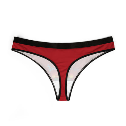 Luxurious graphic thong in vibrant red with a provocative message 'Kiss who ever the fuck you want', designed for confident and playful moments.