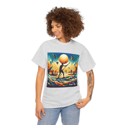 Stylish Luxury Paddleboarding Scene T-Shirt, featuring an exquisite design for nature lovers by Dazzling Dreams Studio.