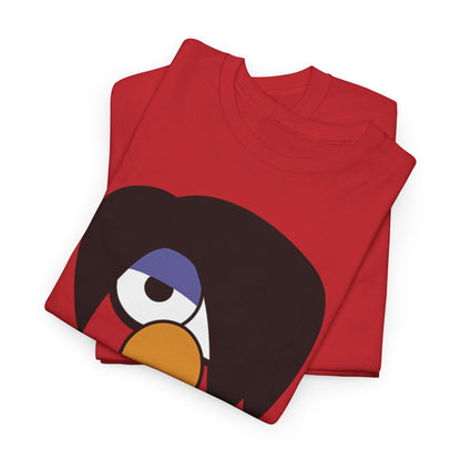Emo Elmo Graphic Unisex T-Shirt folded, showcasing a unique nostalgic design, perfect for teens and adults, made from soft cotton.