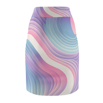 Luxurious Valerie Couture Pencil Skirt from Dazzling Dreams Studio, showcasing a unique violet gradation pattern ideal for a chic day-to-night ensemble.