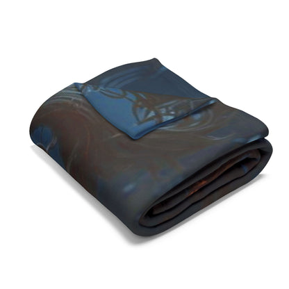 Sophisticated Decorative and Warm Halloween Spooky Arctic Fleece Blanket neatly folded, highlighting its rich design and high-quality material, perfect for cozying up in style this Halloween.