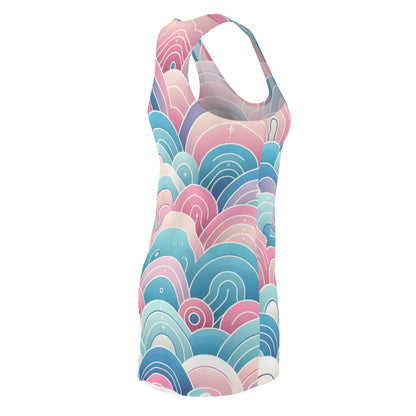 Marcella Kensington Racerback Dress by Dazzling Dreams Studio showcasing a vibrant pastel gradient design, embodying modern feminine elegance and comfort, perfect for stylish occasions.