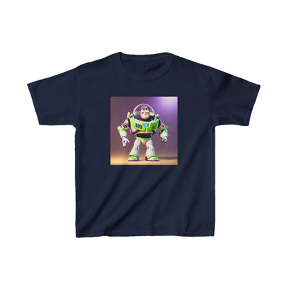 Kids Buzz Lightyear Heavy Cotton T-Shirt in navy, featuring a vibrant print of Buzz Lightyear, ideal for adventurous young explorers.
