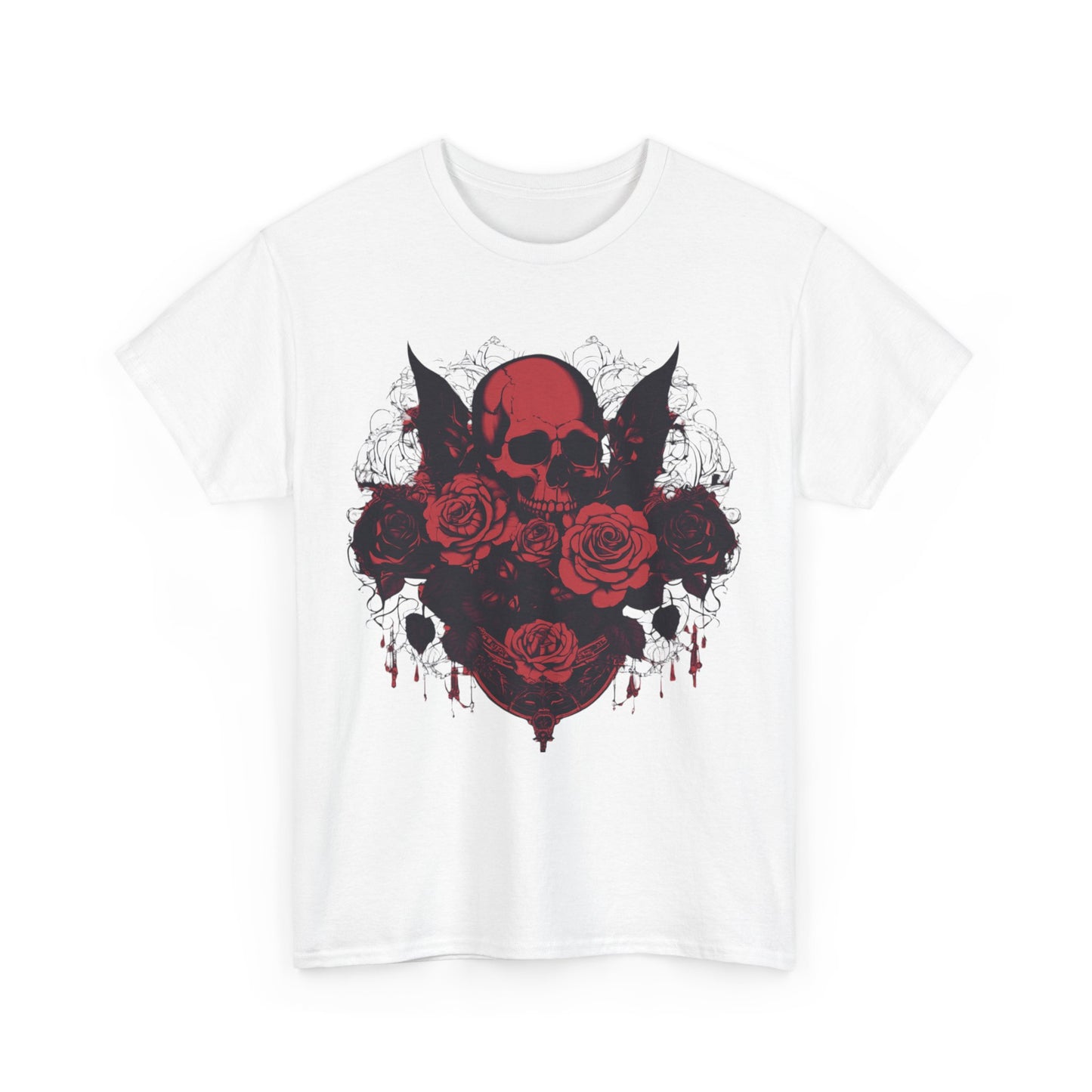 Skulls and Roses Cotton Tee, Unisex Graphic Shirt, 7 color choice