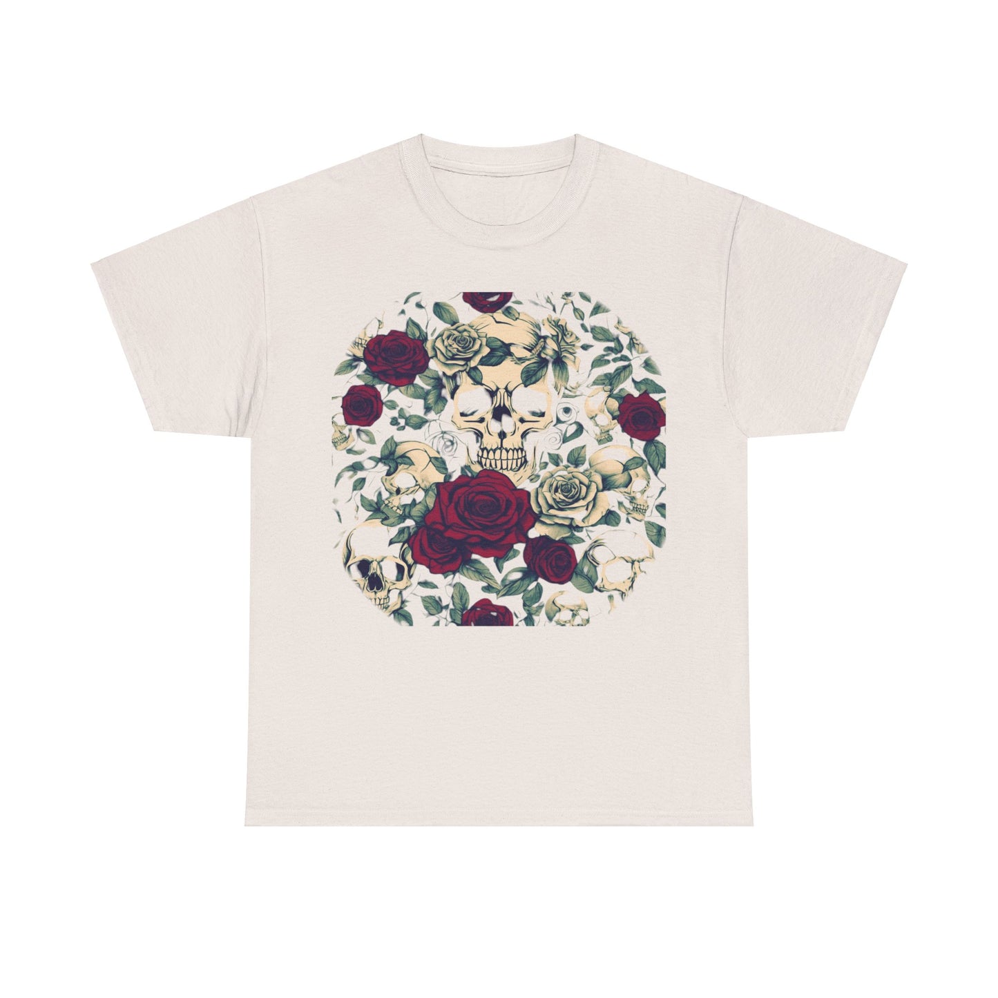 Skulls and Roses Cotton Tee, Unisex Graphic Shirt, 7 color choice