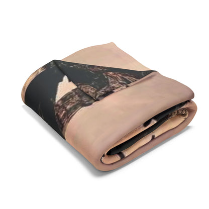 Folded Decorative and Warm Halloween Spooky Arctic Fleece Blanket showcasing intricate spooky designs, ideal for stylish autumn decor.