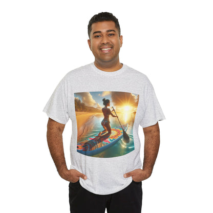 Delightful Paddleboarding T-Shirt by Dazzling Dreams Studio, showcasing a captivating paddleboarding graphic, made from premium quality fabric for adventure enthusiasts.