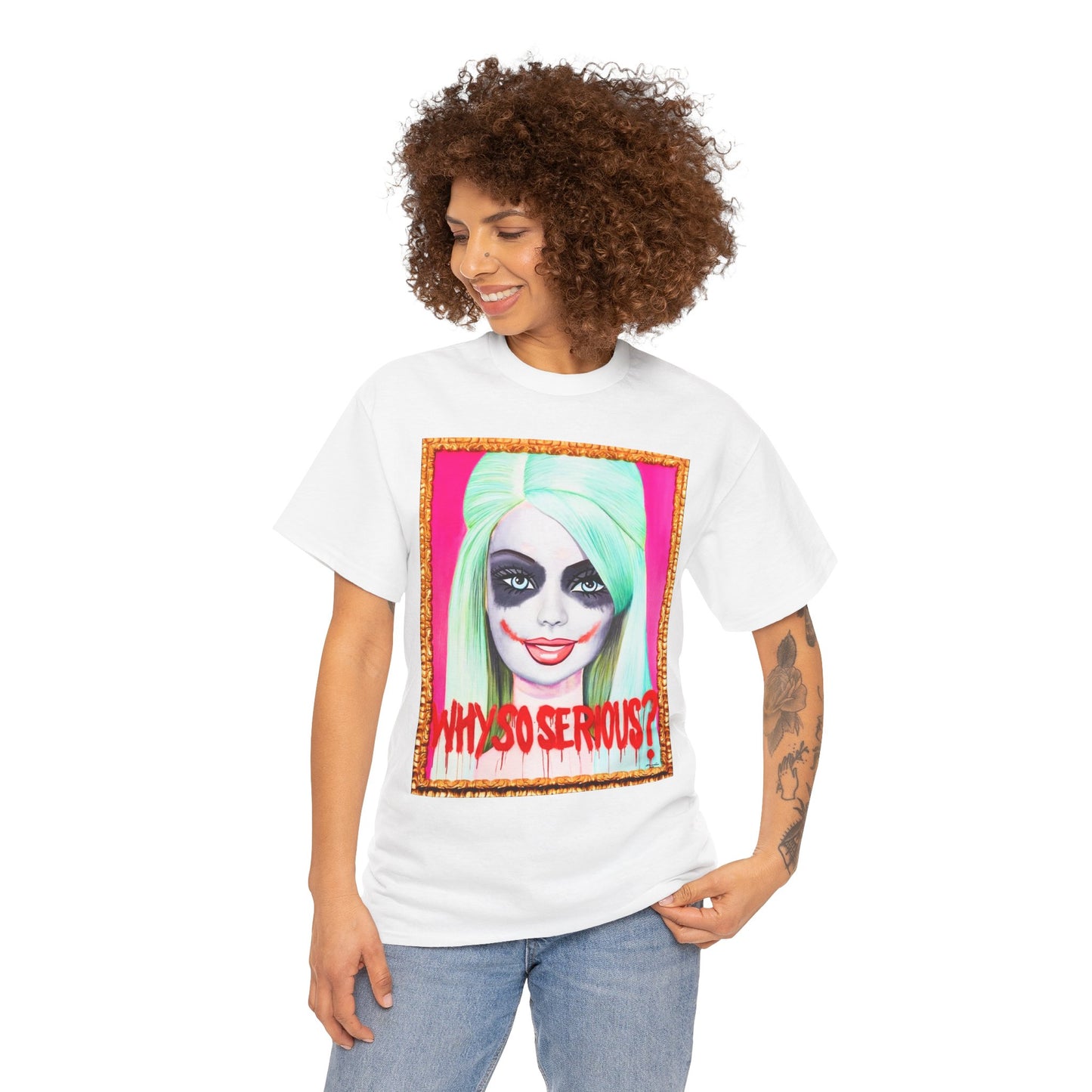 Why So Serious Joker Barbie Women's Graphic T-Shirt - Trendy Pop Art Design Tee