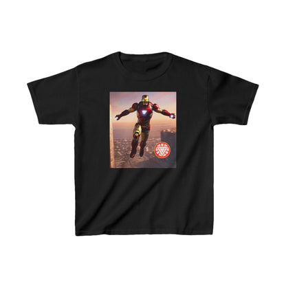 Luxury Kids Iron Man Heavy Cotton T-Shirt in black colour showcasing iconic Hulk graphic, ideal for young Marvel fans.