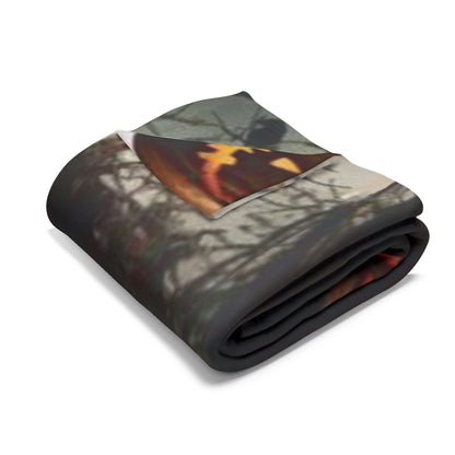 Artfully folded Decorative and Warm Halloween Spooky Arctic Fleece Blanket showcasing its luxurious texture and spooky design, ideal for sophisticated Halloween celebrations.