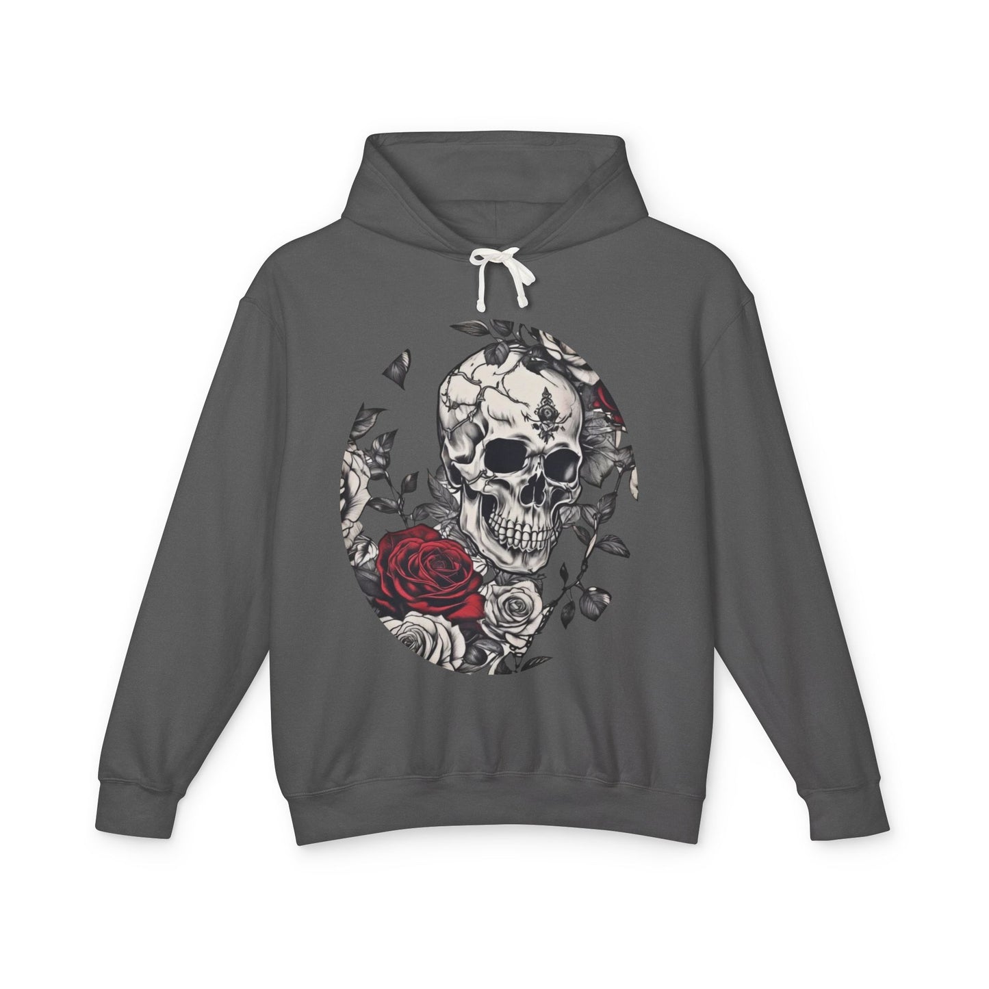 Unisex Lightweight Hooded Sweatshirt unique designer skull and roses