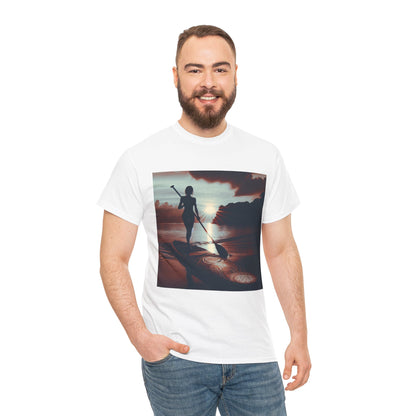 Close-up of the luxurious fabric of the Delightful Paddle Board T-Shirt by Dazzling Dreams Studio, showcasing comfort and breathability ideal for outdoor adventures.