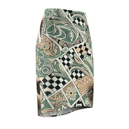 Stylish and comfortable Vivienne Belmont Pencil Skirt in pastel green, designed by Dazzling Dreams Studio, perfect for both day and evening wear.