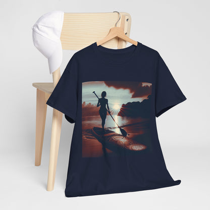 Delightful Paddle Board T-Shirt showcasing a stunning paddleboarding graphic, designed by Dazzling Dreams Studio for water sports enthusiasts.