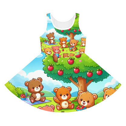 Sophia Buttercup Girls Sundress featuring vibrant cartoon teddy bears designed by Dazzling Dreams Studio, perfect for summer adventures.