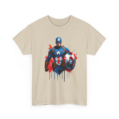 Front view of the exclusive Captain America Graphic Tee, elegantly displaying a bold comic-inspired illustration.