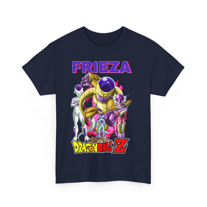 Luxurious Frieza Force T-shirt in navy blue, adorned with an eye-catching Dragon Ball Z illustration of Frieza and his crew, blending style with anime fandom.