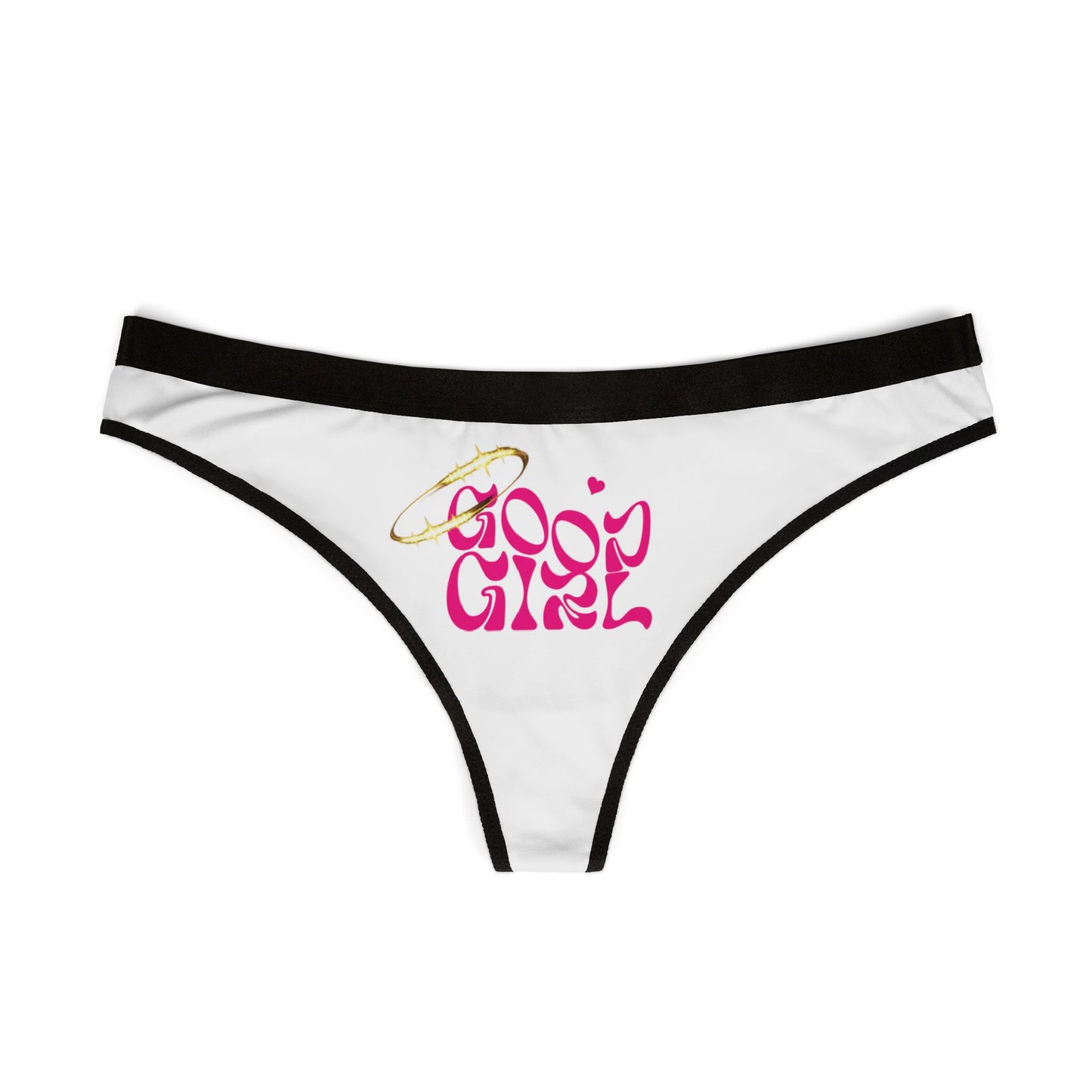 Women Good Girl Thong Sexy Cheeky Naughty & Suggestive Lingerie Pink Halo Heart