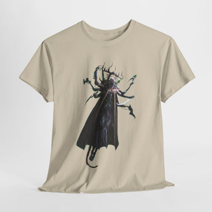 Elegant unisex graphic t-shirt featuring a whimsical fantasy creature design set against a neutral background, perfect for both men and women.