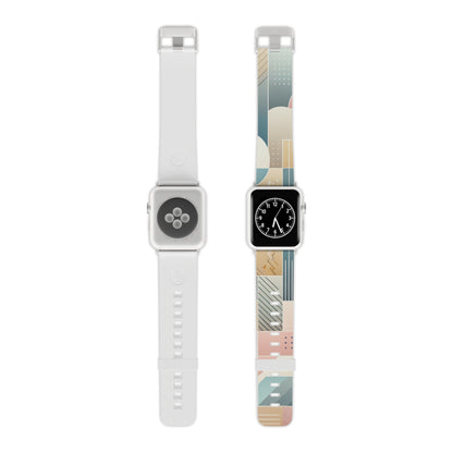 Detailed view of the lightweight PixelVibe Pastel Geometric Apple Watch Band, featuring a unique buckle mechanism, designed by Dazzling Dreams Studio.