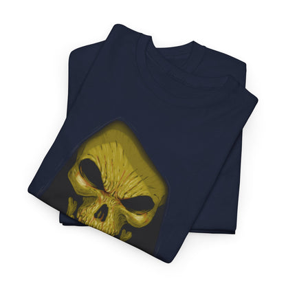 Skeletor He Man Unisex Mens Womens Graphic Funny T Shirt Tee Urban folded in navy, featuring a bold skull design that exudes a luxurious edge.