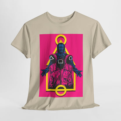Squid Game Unisex Men’s Women’s Graphic Cotton Funny T-Shirt featuring a bold, colourful design with iconic imagery from the hit Netflix series, perfect for making a stylish statement.
