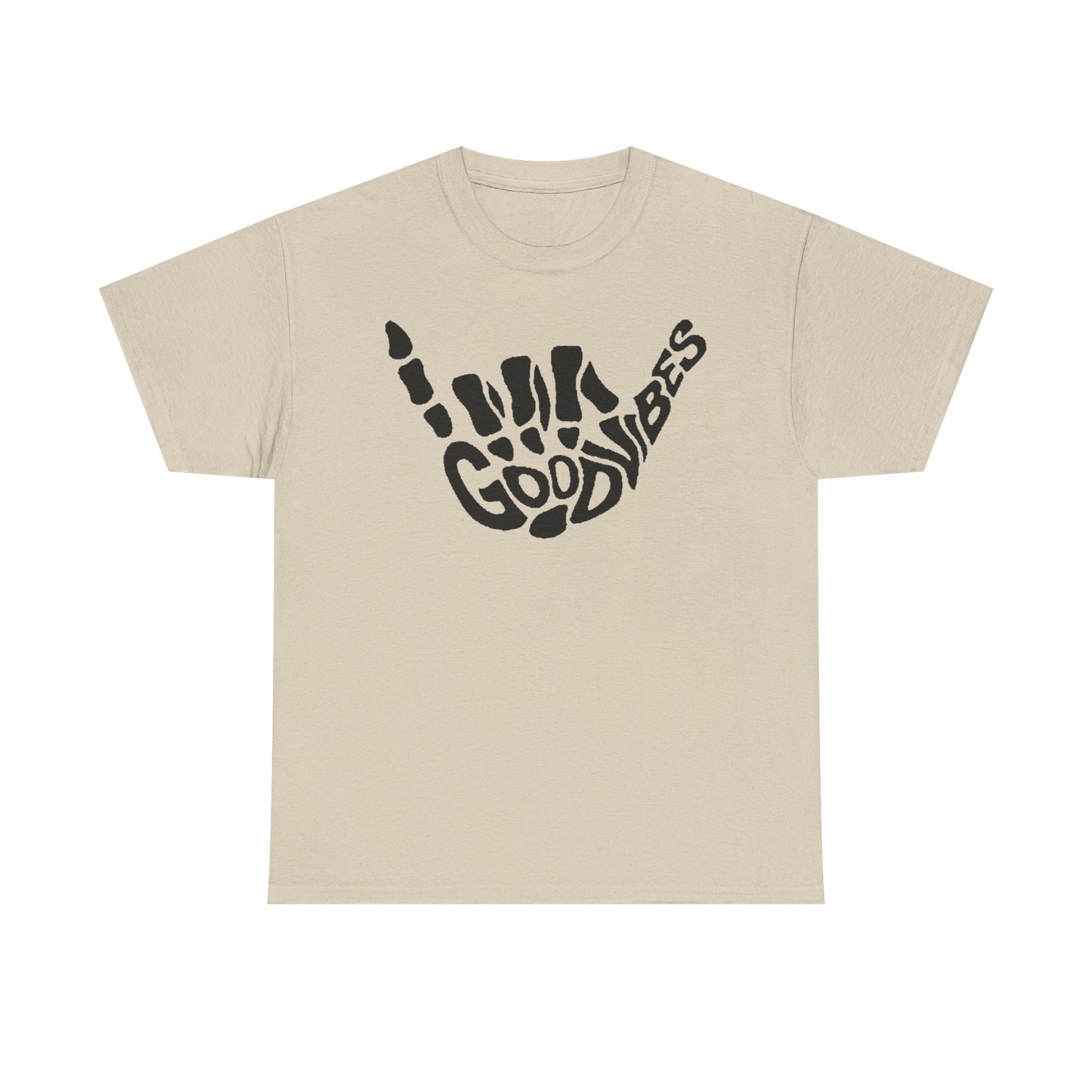 MENS Funny T Shirt GOOD VIBES Skeletal Hand Gesture TEE Unisex Womens Urban