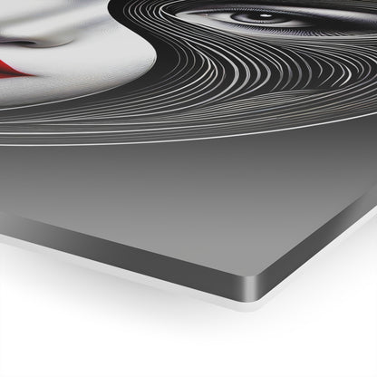 Yin-Yang Acrylic Print - Artful Expressions, 12-Inch Abstract Wall Art with Floating Effect highlighting the exquisite depth of the print with a close-up of its sleek edges and the intricate detail of the artwork.
