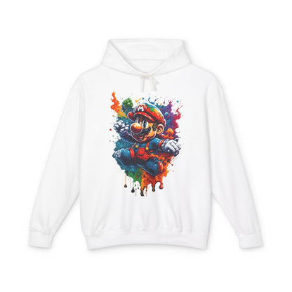 Unisex Computer Game Graphic Lightweight Hooded Sweatshirt Cotton featuring a vibrant graphic design of a gaming character on a white background, perfect for stylish gamers.