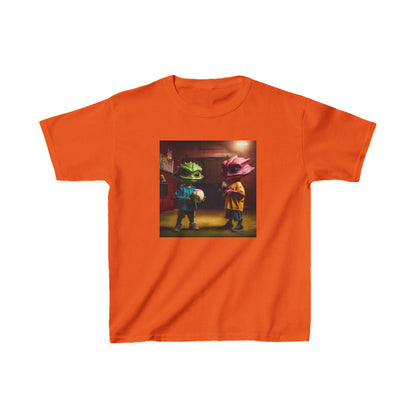 Kids Cute Aliens Heavy Cotton Tee featuring charming alien motifs, a stylish addition to any child's wardrobe for their space adventures.