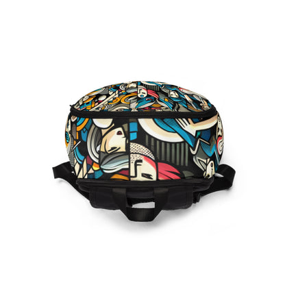 Interior view of the Ethereal Spectrum Fusion Backpack by Dazzling Dreams Studio showcasing spacious compartments and high-quality materials for a chic urban accessory.