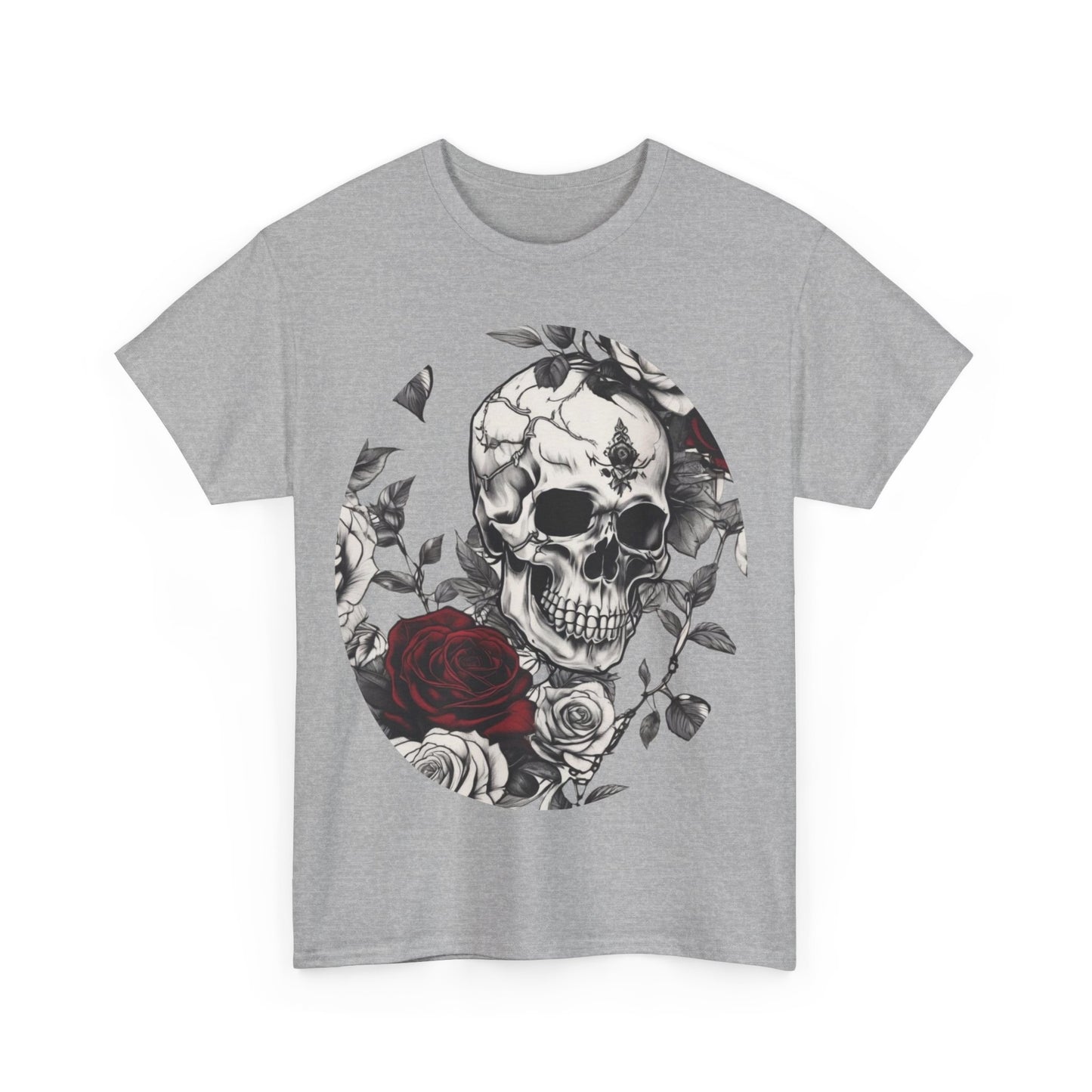 Skulls and Roses Cotton Tee, Unisex Graphic Shirt,