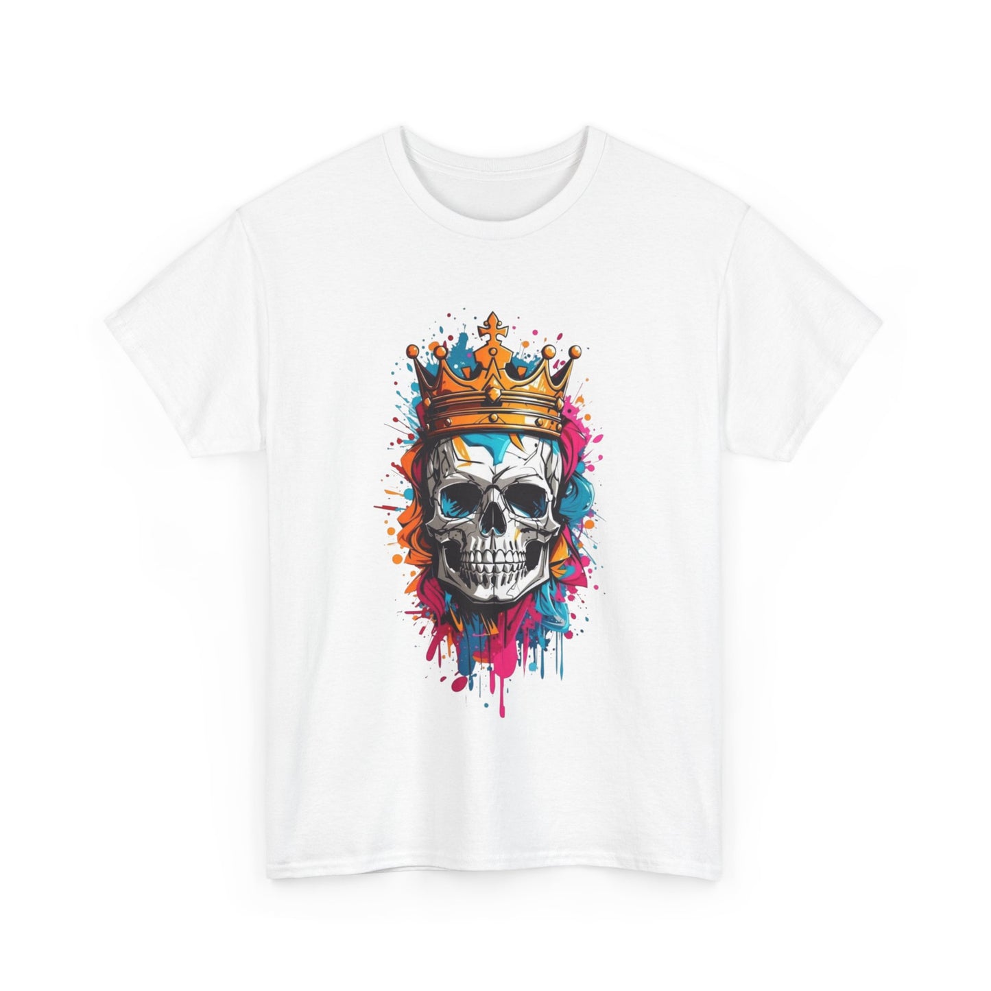 MENS Funny T Shirt GOLDEN Skull CROWN Design BLUE:PINK:ORANGE TEE Unisex Women's