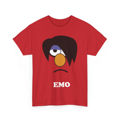Emo Elmo Graphic Unisex T-Shirt – Exquisite soft cotton tee displaying a distinctive emo rendition of Elmo, ideal for stylish expression among teens and adults.