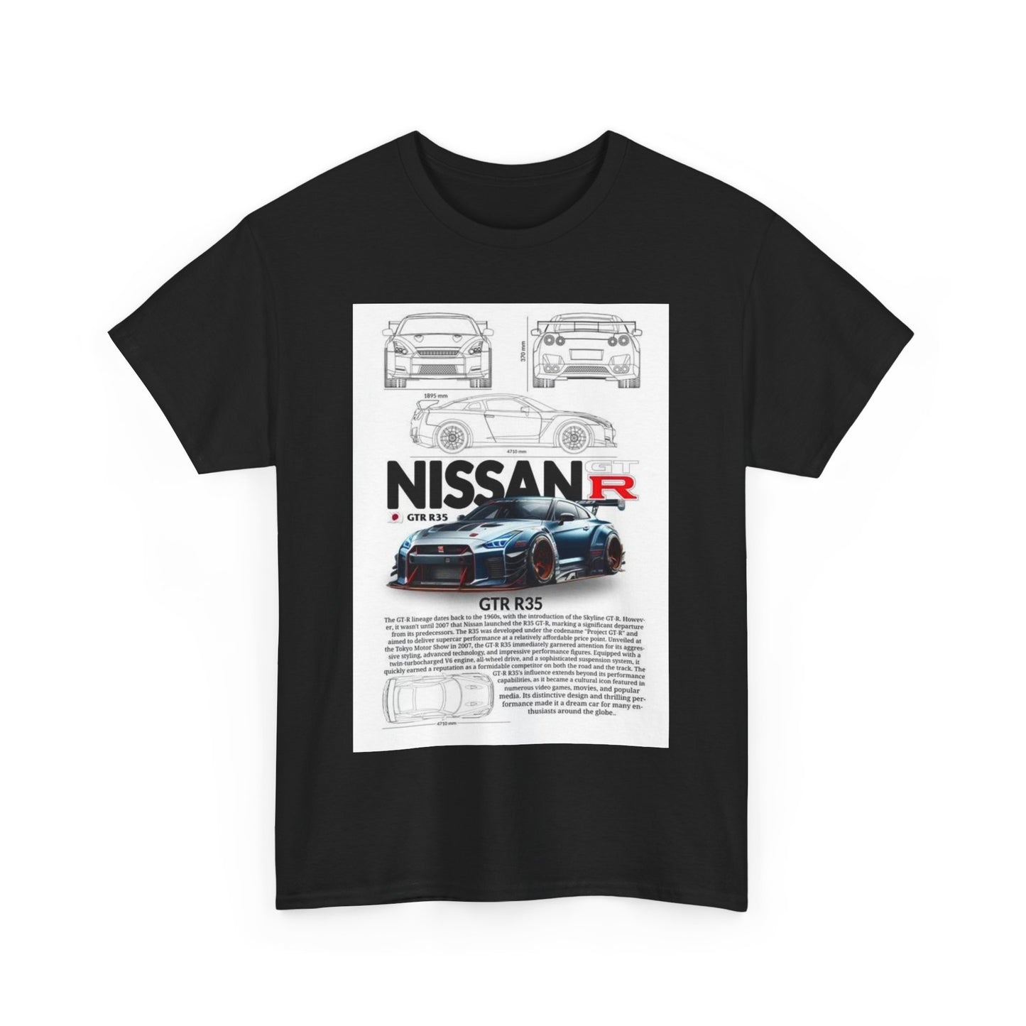 Nissan GTR R35 T-Shirt Men's Womens Technical Illustration Car Design Unisex Tee