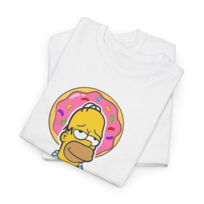 Buddha Homer Simpson Funny Graphic Unisex T Shirt TEE, a stylish t-shirt featuring Homer Simpson with a donut crown, perfect for expressing a light-hearted yet esoteric fashion statement.