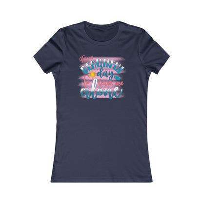 Full view of Women's T-Shirt: Beautiful Day Watercolor Design with a sunny vibe and delightful accents, ideal for spreading positivity wherever you go.