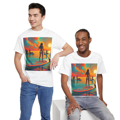 Luxurious fabric of the Delightful Paddle Board T-Shirt by Dazzling Dreams Studio, showcasing comfort and durability for outdoor adventures.