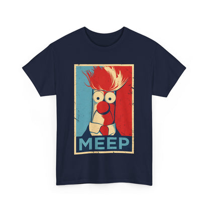Front view of the Muppets Beaker Meep Graphic T-Shirt in dark navy, showcasing an artistic Beaker design, ideal for Muppet fans looking to make a fashion statement.
