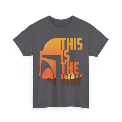 Front view of the Mandalorian Star Wars This is the Way Logo Graphic Unisex Tee Shirt in a classic grey, featuring bold graphic elements.