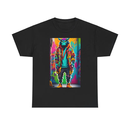Street Monster Graphic T-Shirt in black, elegantly displaying a bold graphic design that highlights urban fashion trends, ideal for a contemporary unisex wardrobe.